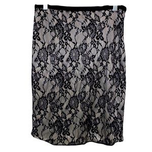 The Limited - Ivory and Black Lace Pencil Skirt